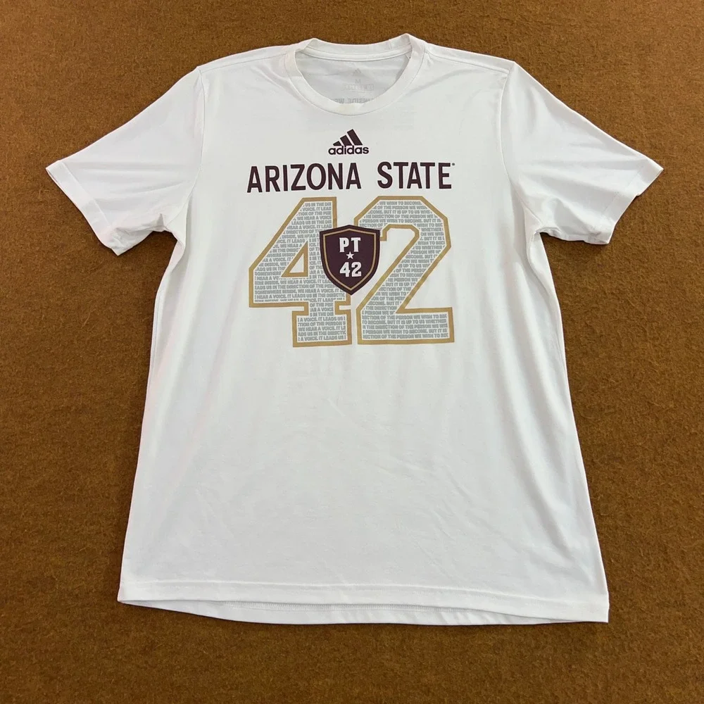 Adidas Mens Medium White Arizona State Pat Tillman 42 AEROREADY T-Shirt